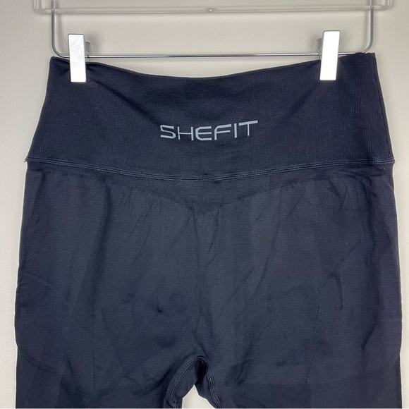 SHEFIT Seamless Athletic Cross Waist Leggings Womens Black 2Luxe - Picture 9 of 13